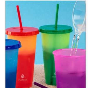 Manna 12 pack color changing tumblers cups + straw New In Box